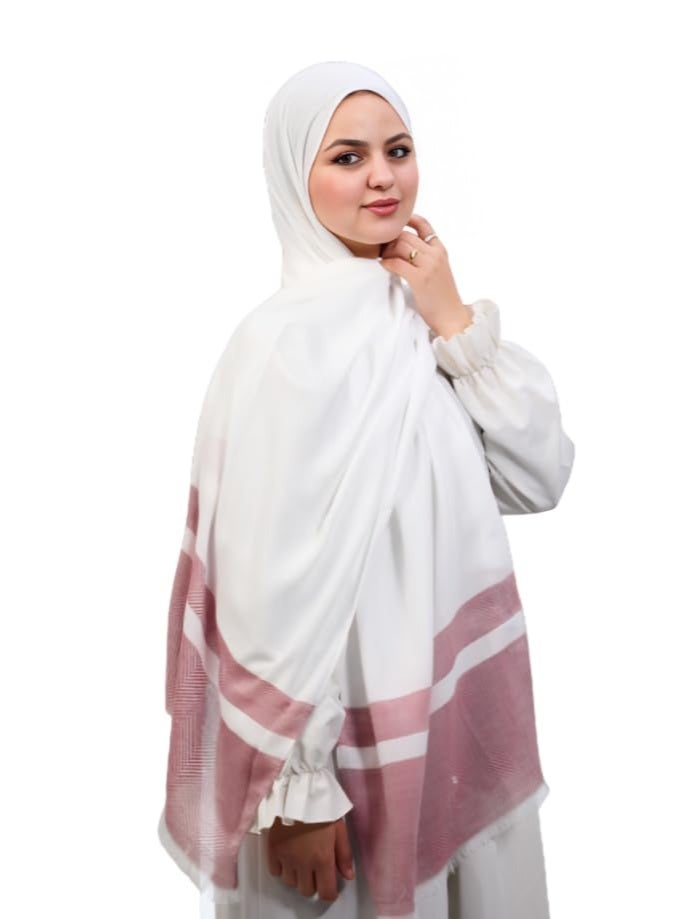 FLOWER Signature Timeless Luxury Ultra Soft Breathable Premium Pure Cotton Veil With Elegant Silky Smooth Finish – Lightweight & Comfortable – Off-White & Light Brown 80x200cm - Image 1